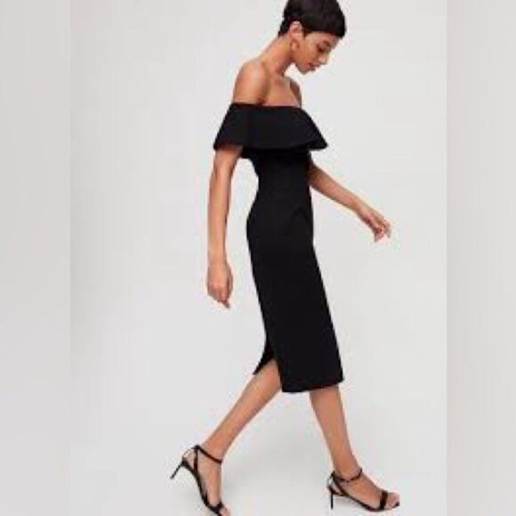 Aritzia Ruslan off the shoulder black dress - Picture 3 of 8